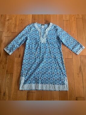 Tommy Bahama Blue Tile-Print Swim Cover-Up Tunic - Size Medium